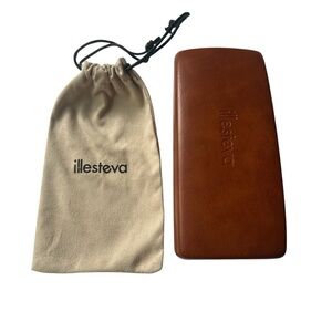 Illesteva Tan Glasses Case with Cream Pouch